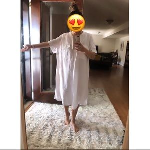 Oversized white linen dress